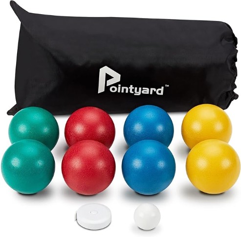 Bocce Ball Set, Lighter 84mm Bocci Ball Set with 8 PE Bocce Balls | Carry Bag | Measuring Tape - Outdoor Boules Set Family Games for Backyard/Lawn/Beach